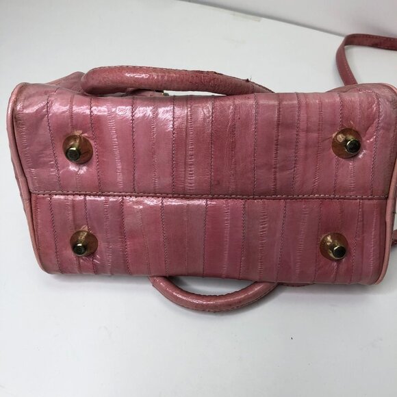 VINTAGE Pink Leather Mini Shoulder Bag Satchel - Picture 7 of 7
